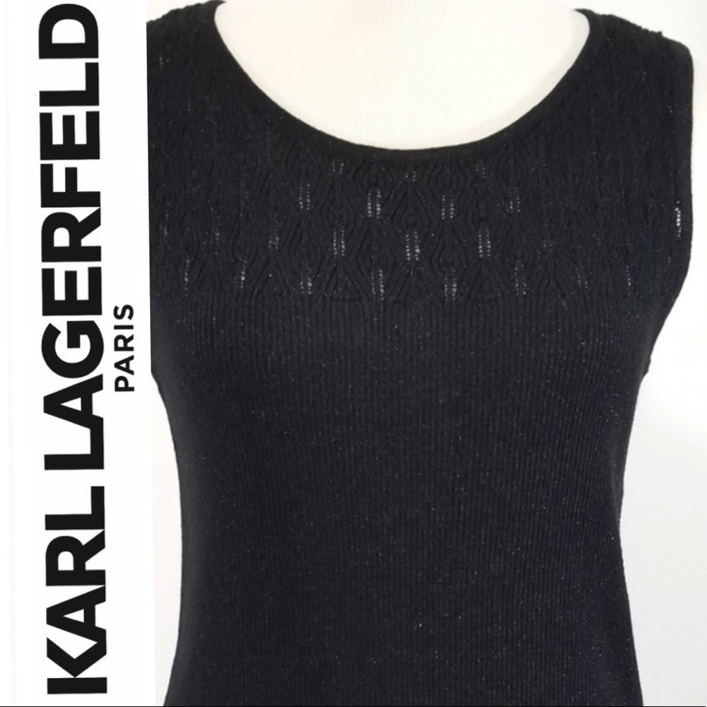 Karl Lagerfeld Sleeveless Black Knit Top